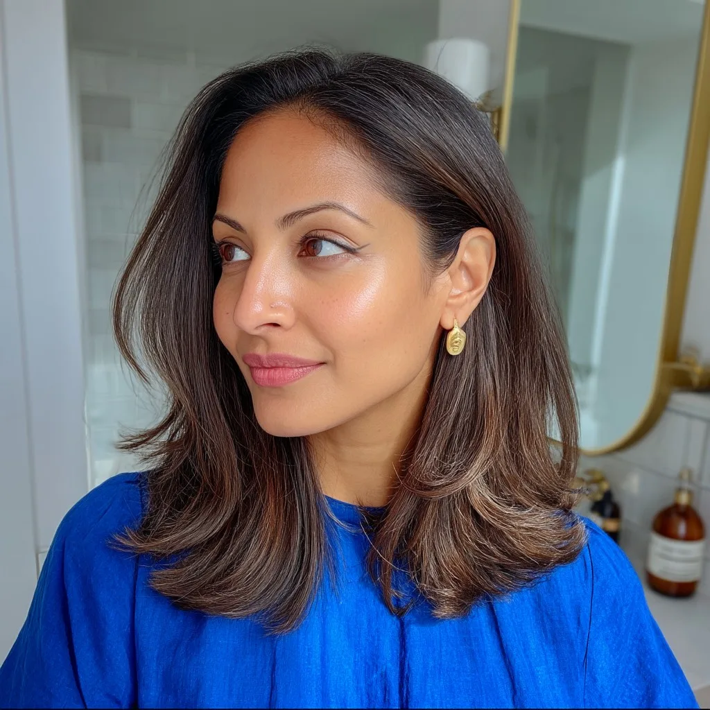 Elegant Mid-Length Layered Cut with Subtle Highlights