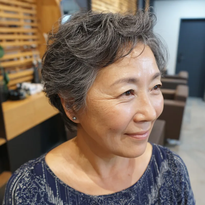 Elegant Short Razor-Cut with Soft Waves