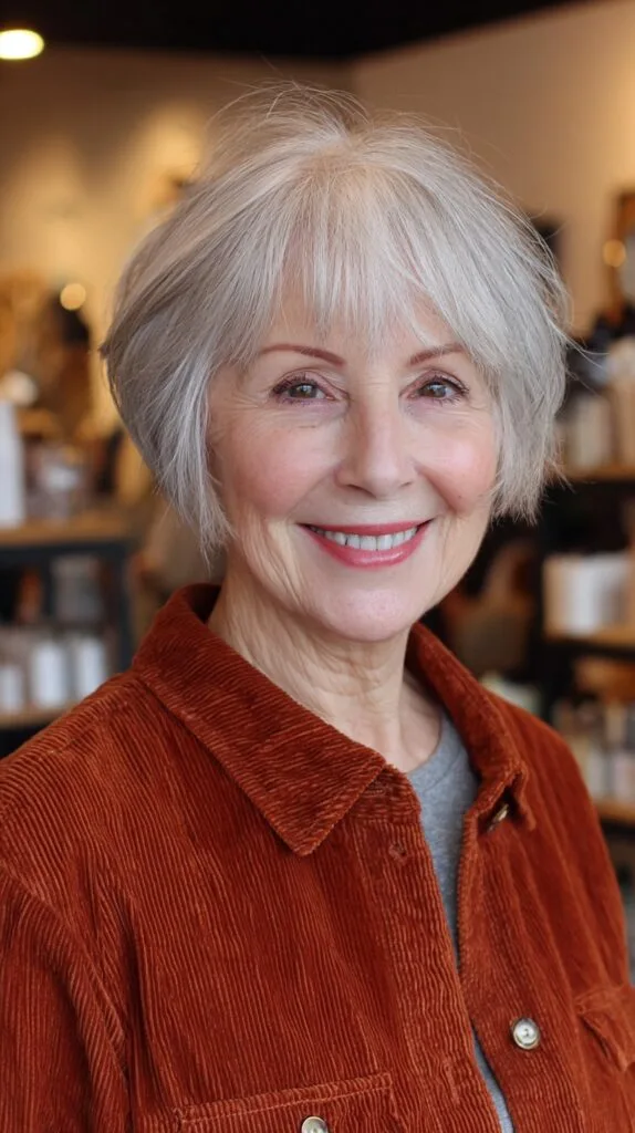 Elegant Silver Layered Bob with Soft Contours