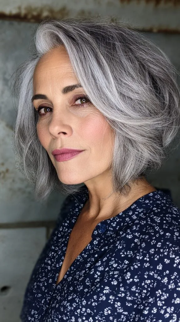 Elegant Silver Layered Flow for Mature Women