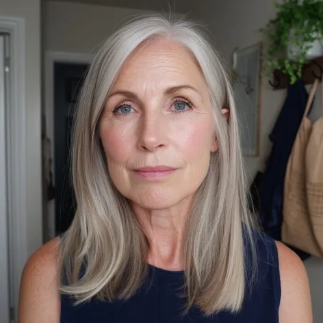 Elegant Silvery Long Layers with Soft Movement