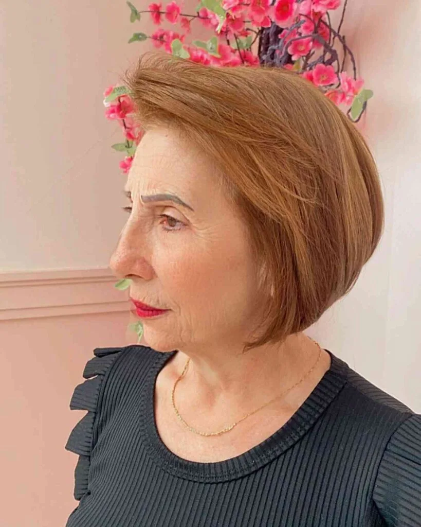Elegant Smooth Bob Hairstyle for 60-year-olds with Fine Hair