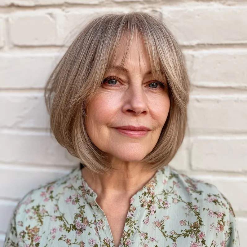 Elegant Soft Blunt Bob with Wispy Bangs