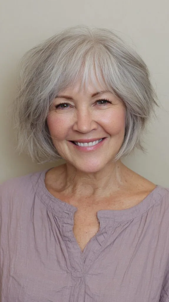 Elegant Soft Silver Layered Cut with Natural Flow