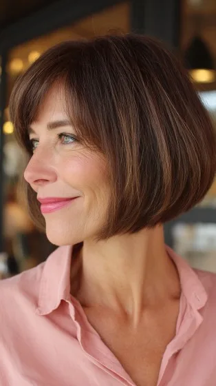 Elegant Textured Floating Bob with Subtle Highlights