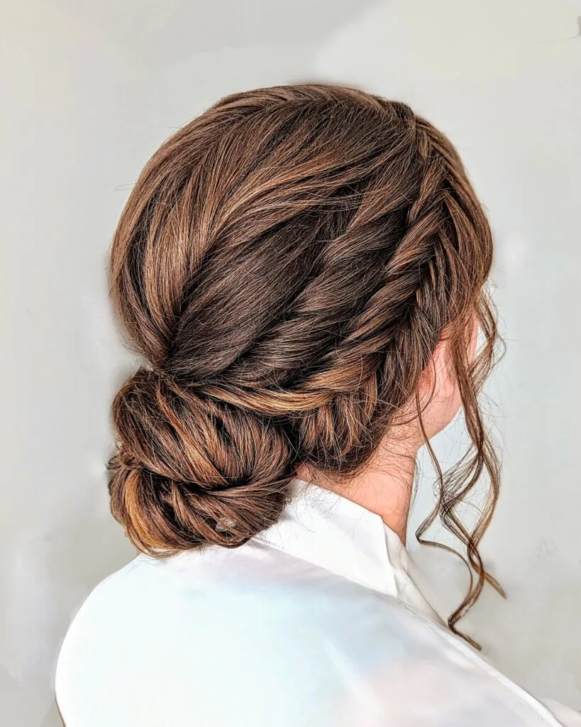 Elegant Twisted Low Bun with Braided Accents