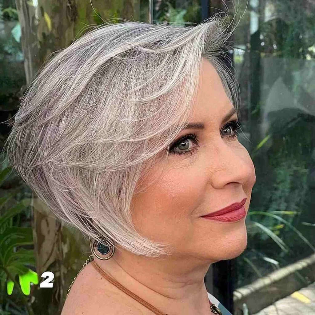 Feathered Cut at Jaw Length for Fine Haired Ladies Aged 50