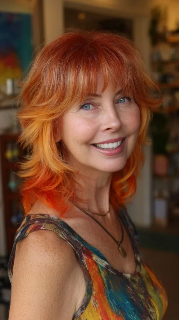 Fiery Layered Shag with Tangerine Peekaboo Underlayer
