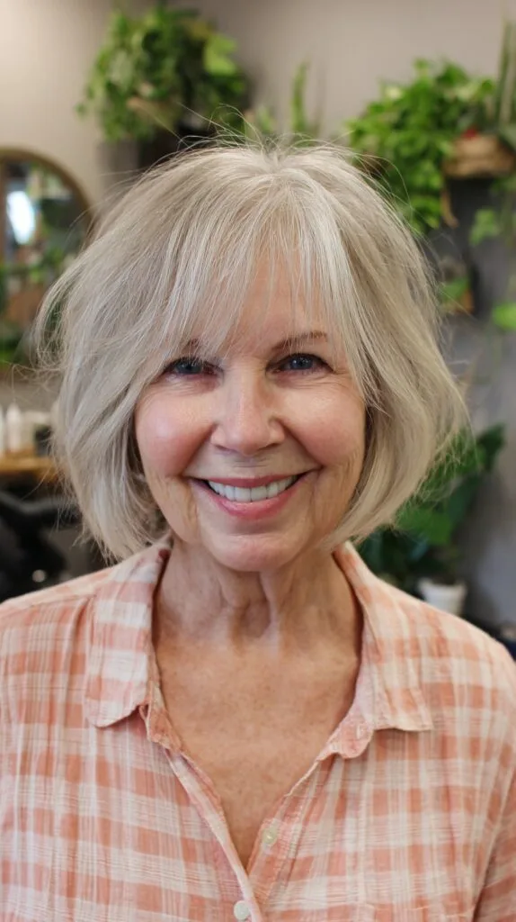 Graceful Mid-Length Bob with Natural Gray Tones