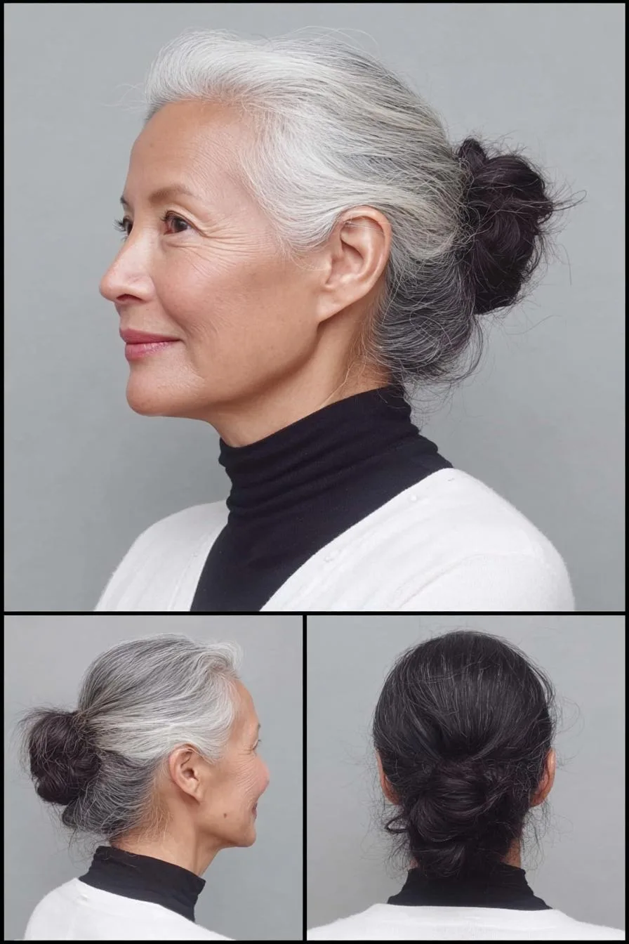 Graceful silver bun elegance