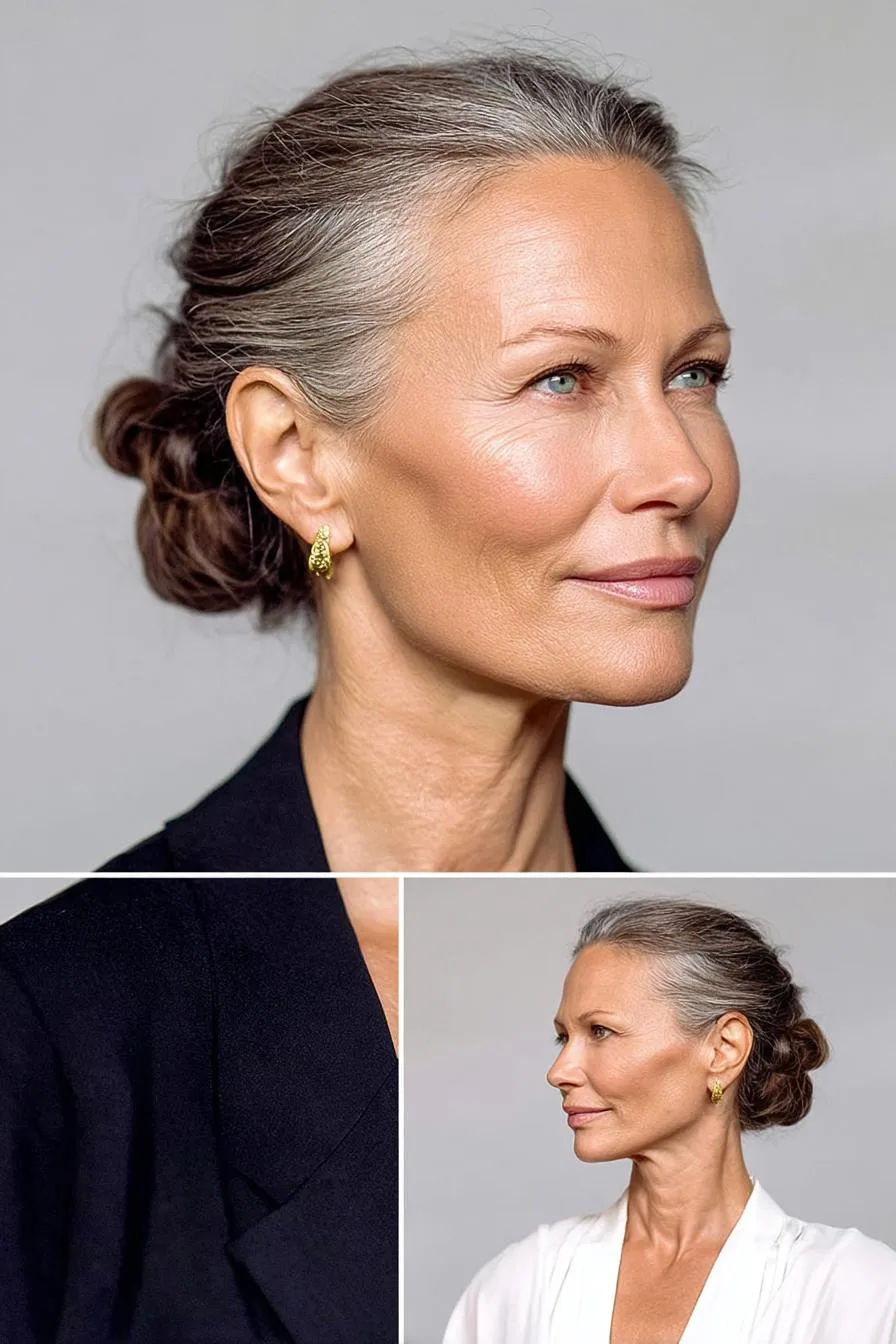 Graceful Silver Low Bun