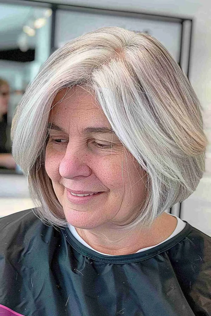 Layered Bob Cut with Face-Framing Styling for Women Over Sixty