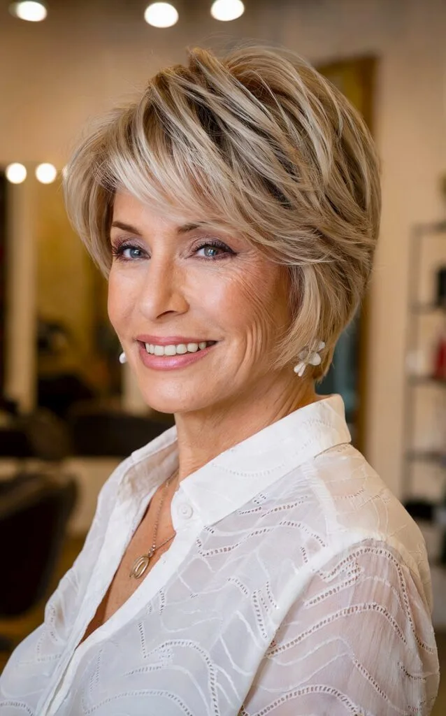 layered bob hairstyle for women over 50