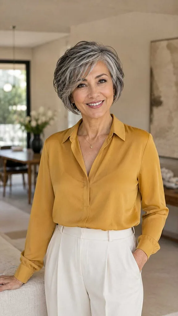 Layered Gray Shag with Sweeping Side Part