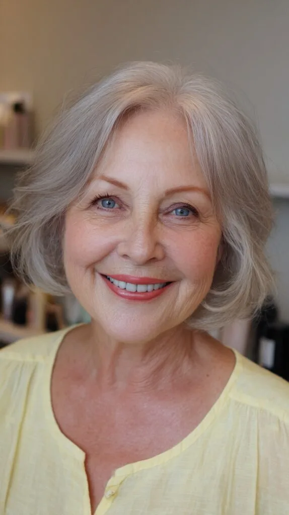 Light Silver Layered Bob with Soft Texturing