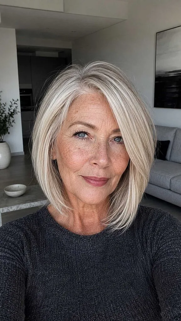 Lived-In Platinum Bob with Shadow Root Depth