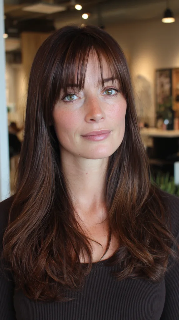 Long Elegant Layers with Soft Curtain Bangs