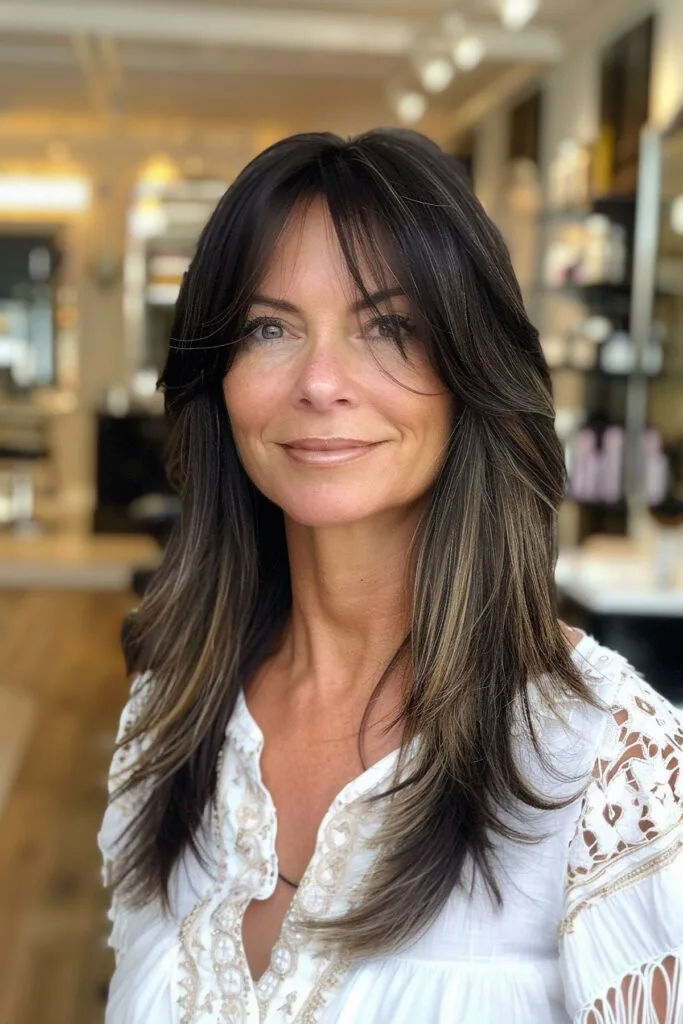 Long hairstyle with layers for women over 50