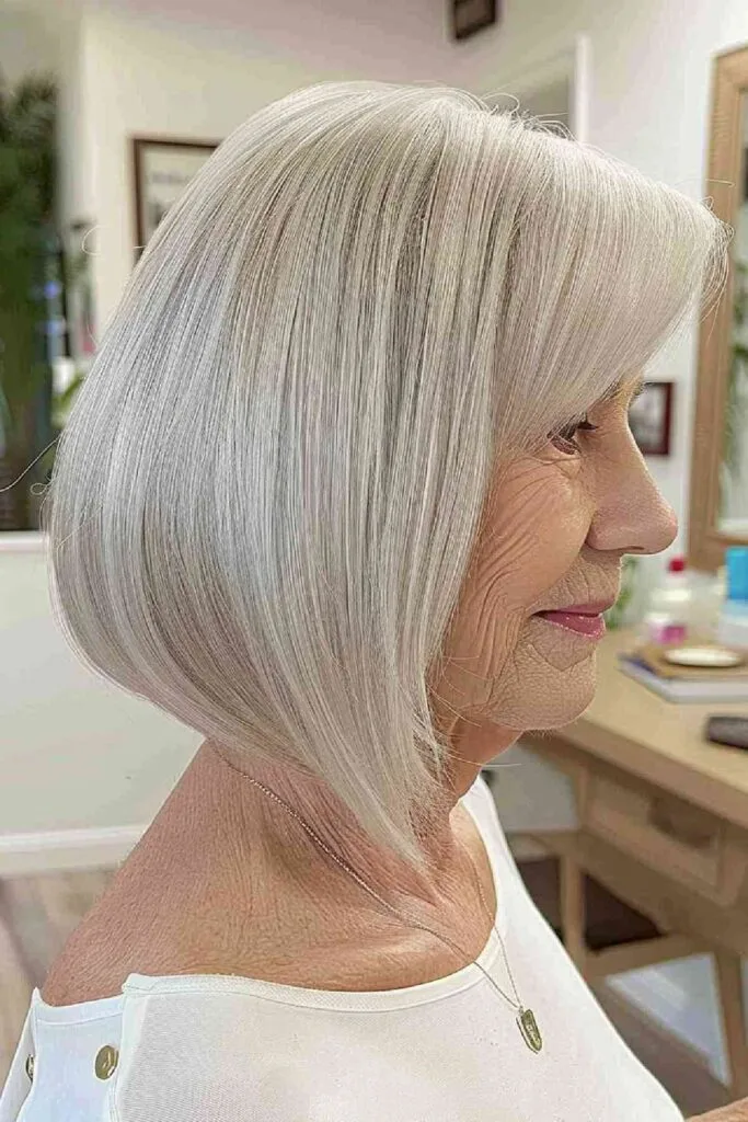 Long Inverted Bob for women over seventy
