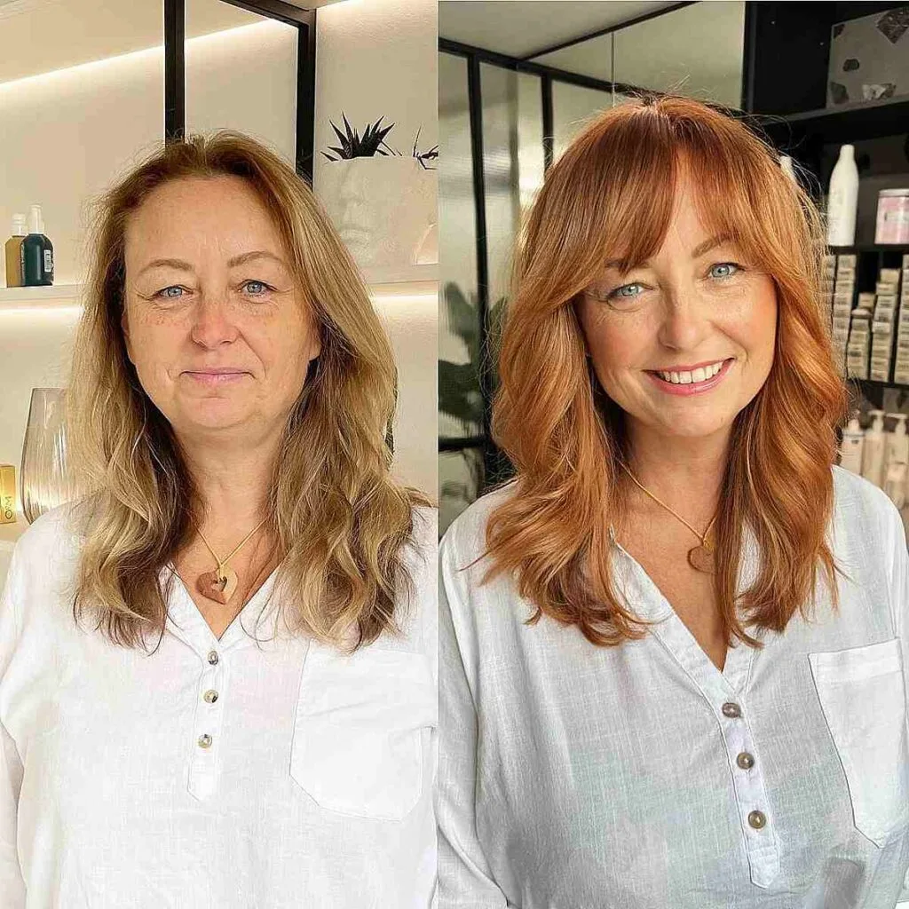 Medium Copper Tones with Bottleneck Fringe for 50-Year-Olds