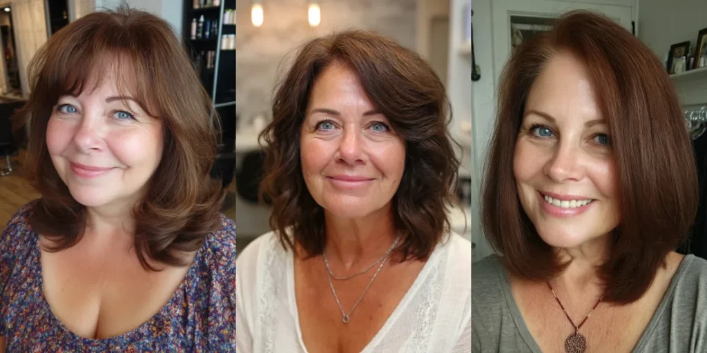 25 Slimming Medium-Length Haircuts for Women Over 50 with Round Faces