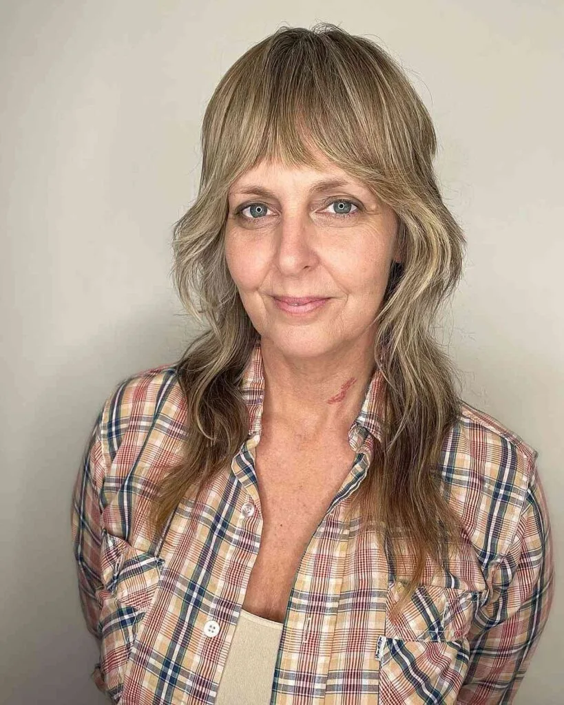 Medium Razor Cut Shag with Fringe for Women Over Fifty