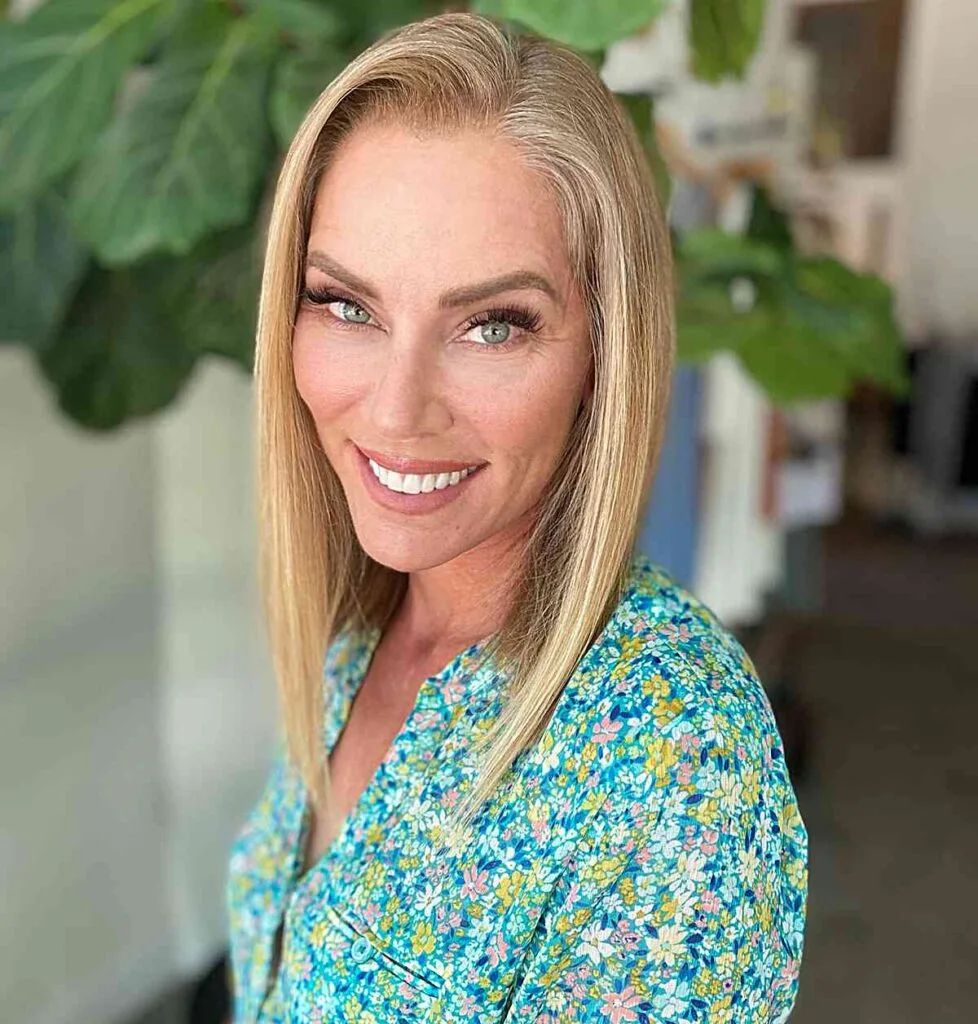 Mid-Length Extra Long Bob for Blonde Hair and Ladies Aged 50