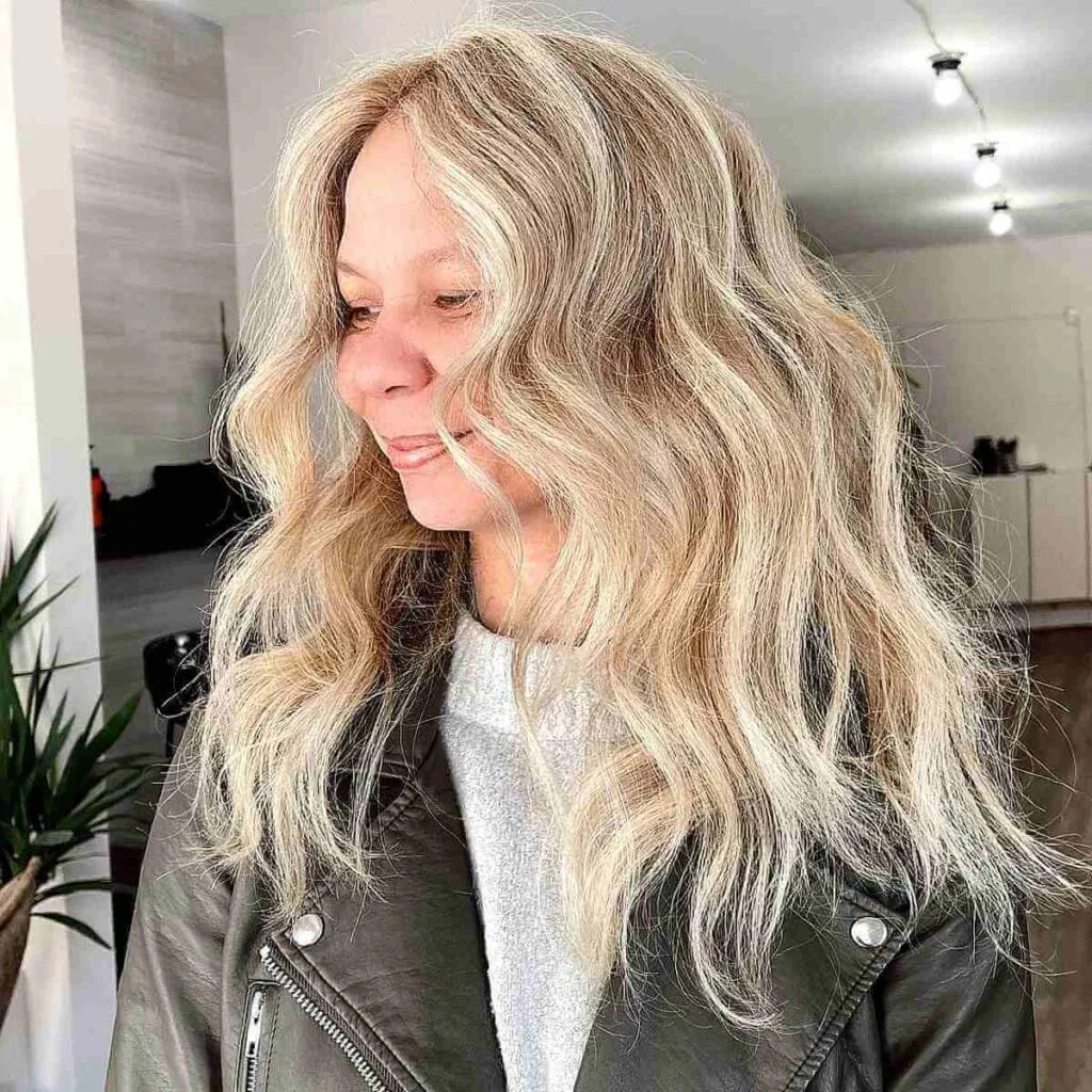 Mid-Length Hair with a Middle Part for Women 50 and Up