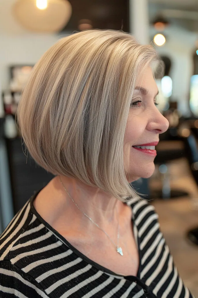 Modern A-Line Bob Cut for a Lady in her 60s