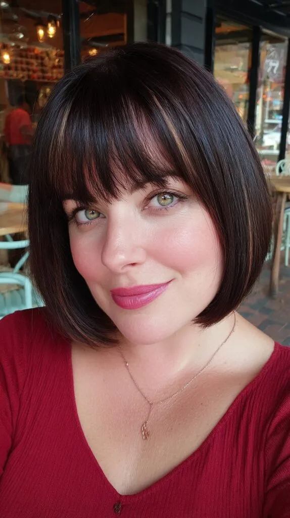 Modern Bob with Soft Bangs and Subtle Dimension
