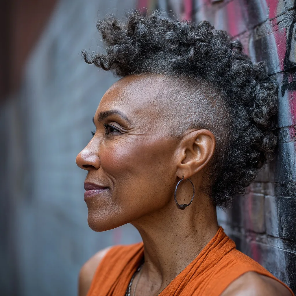 Modern Curly Gray Shag with Undercut