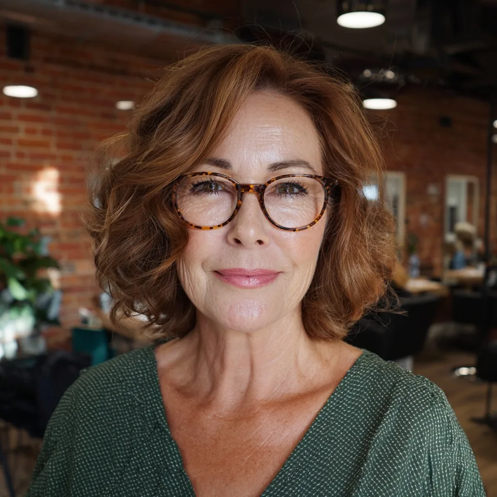 Modern Curly Red Shoulder-Length Cut with Soft Layers