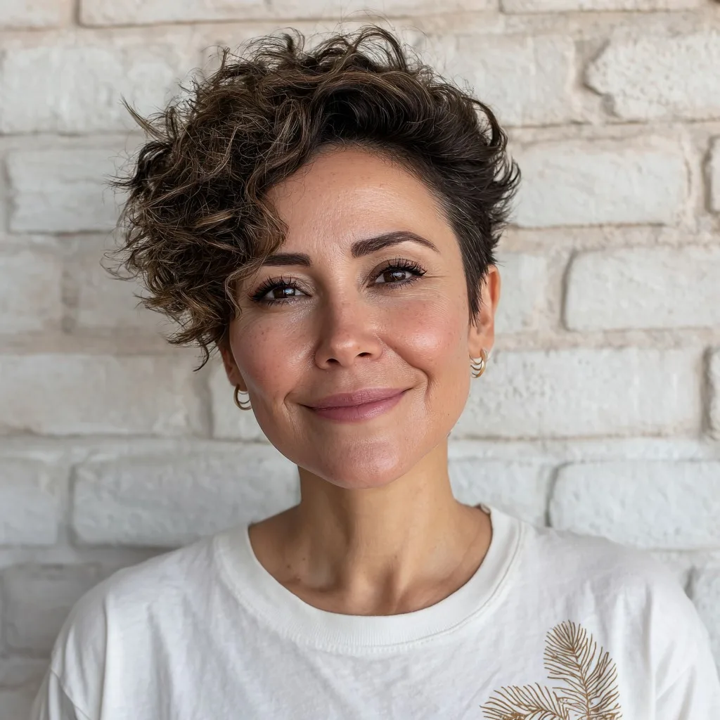 Modern Curly Touseled Pixie Cut