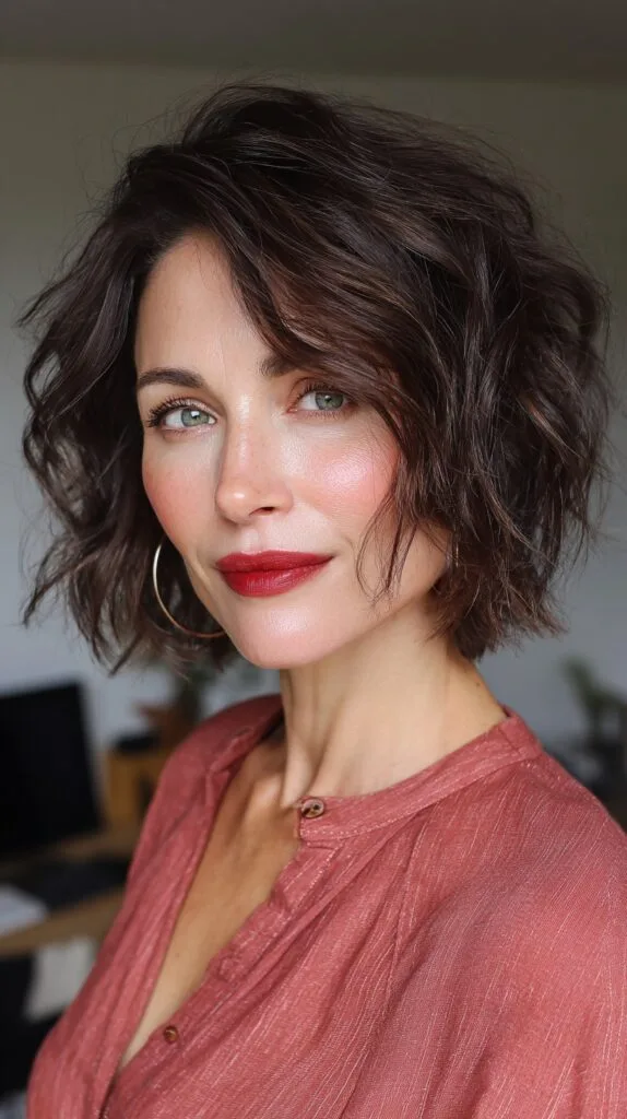 Modern Frayed Bob with Defined Curls
