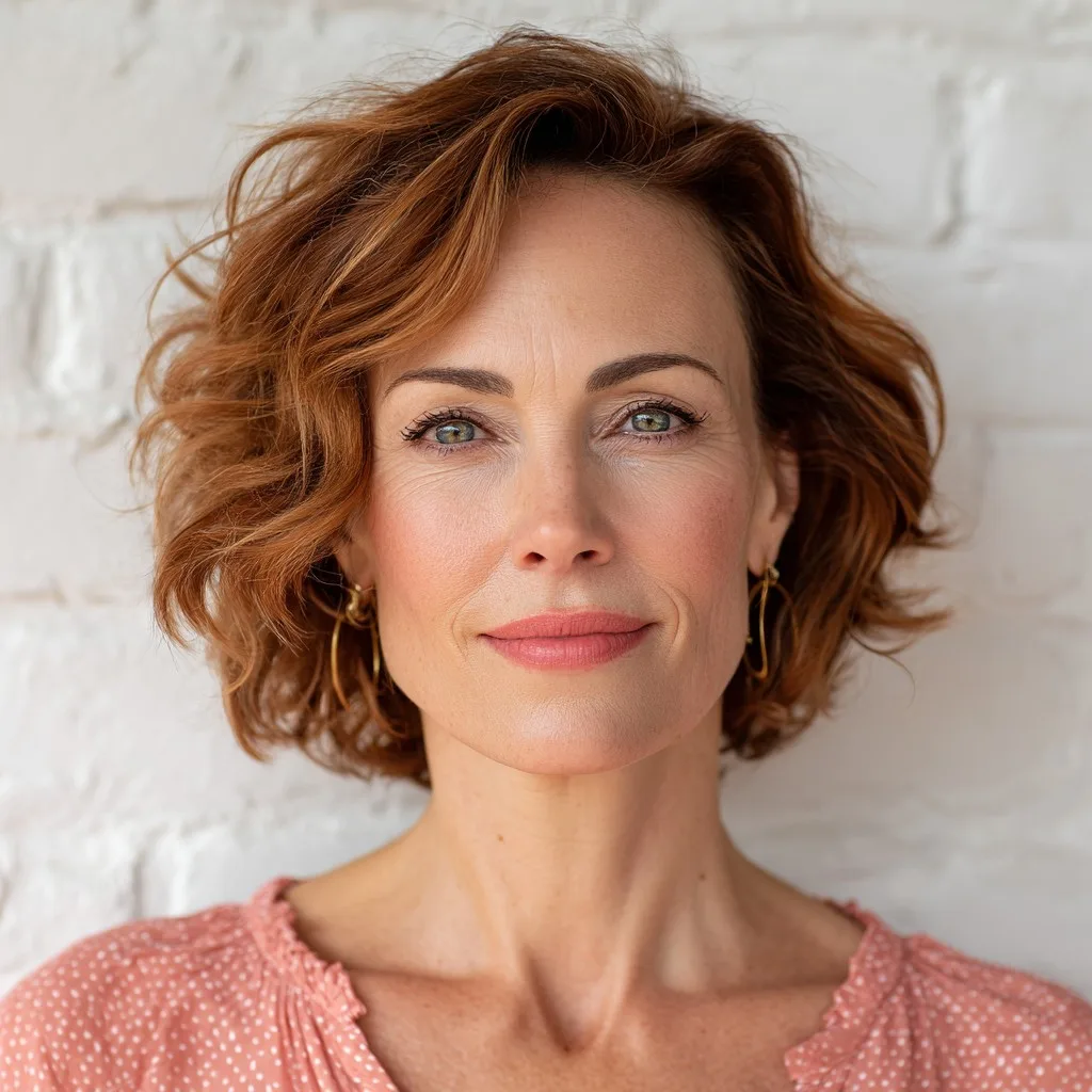 Modern Layered Red Curls with Face-Framing Highlights