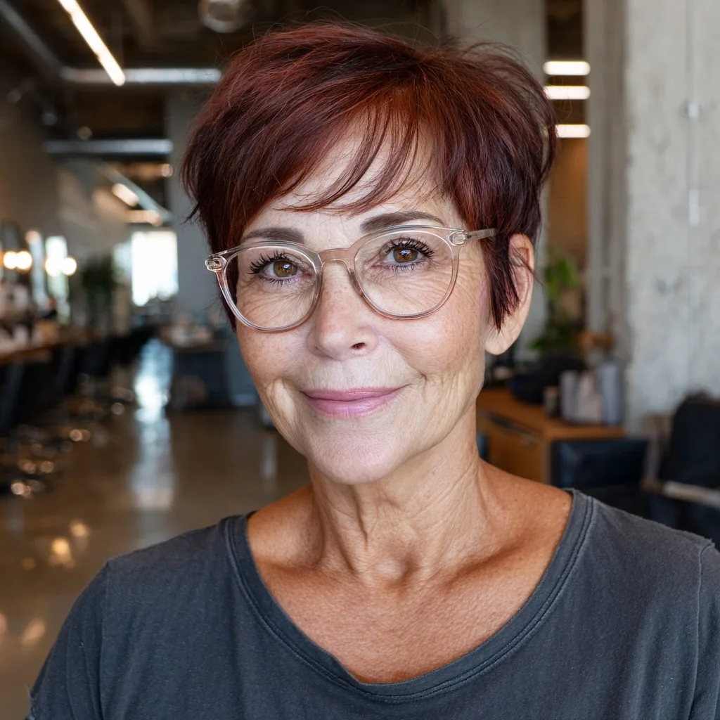Modern Short Red Pixie Cut with Soft Textured Layers