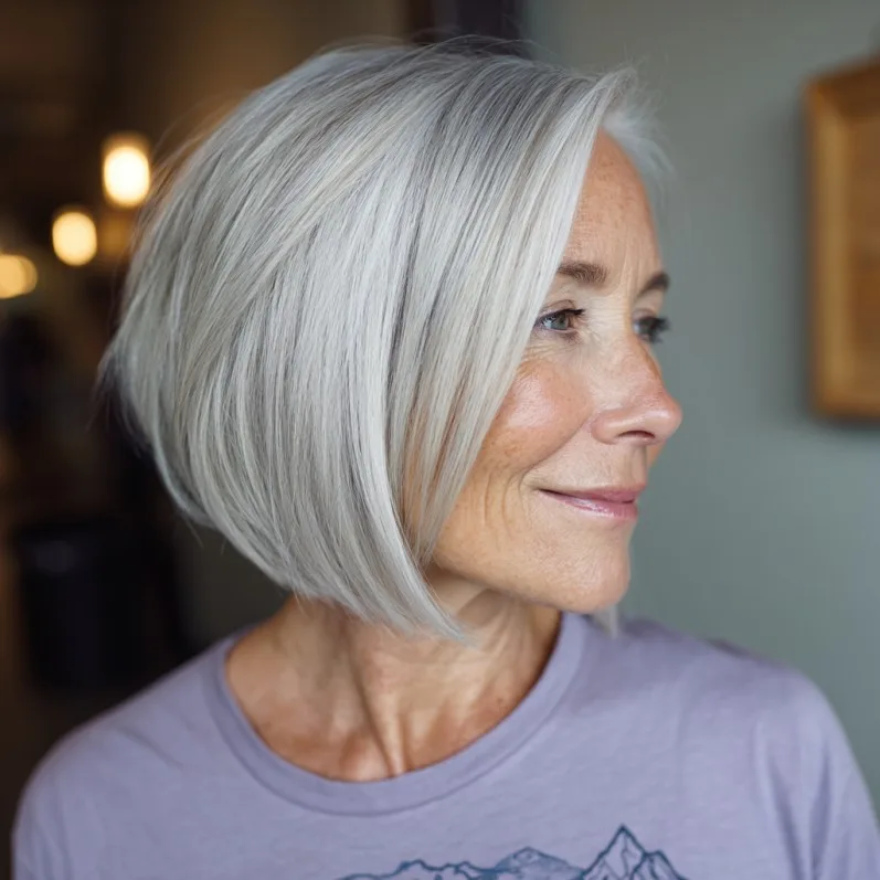 Modern Silver A-Line Bob with Subtle Texture