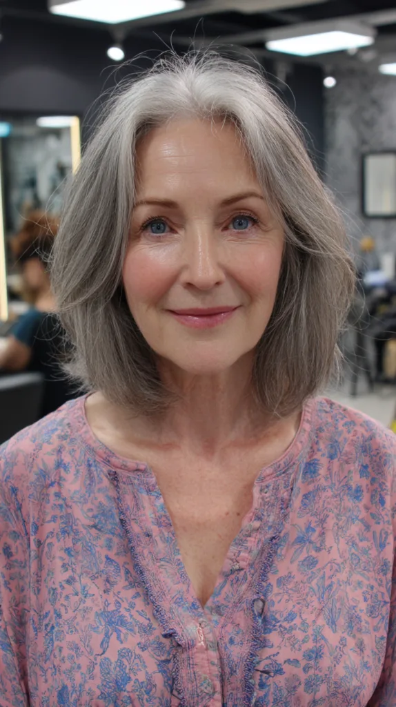 Modern Silver Shag Bob with Subtle Volume