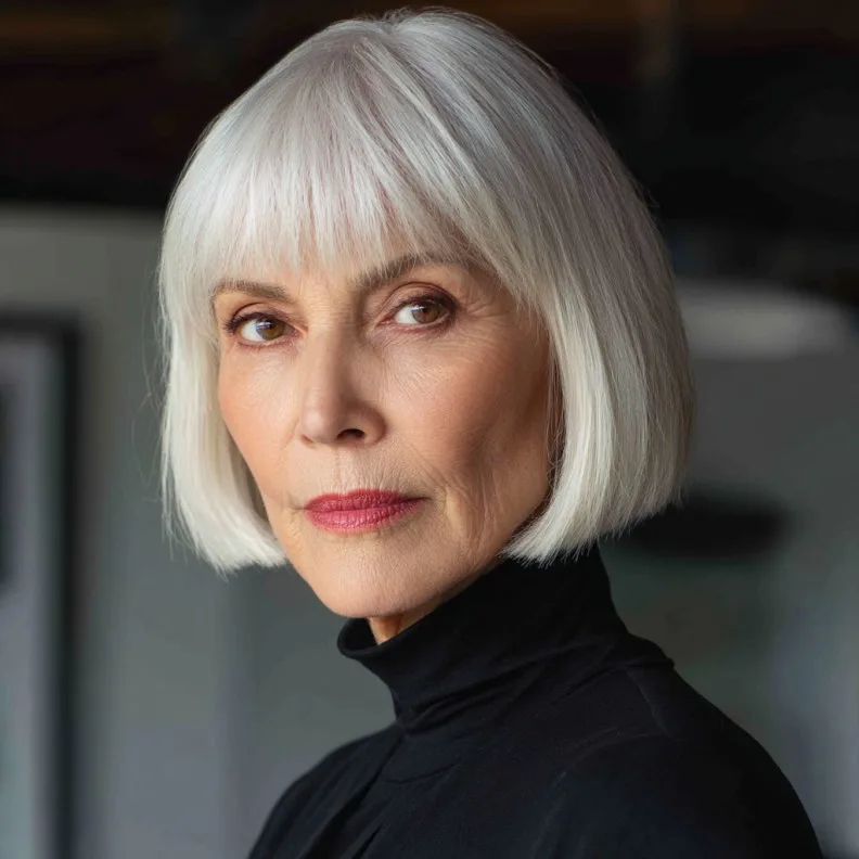 Modern Sleek Bob with Blunt Bangs for Timeless Elegance
