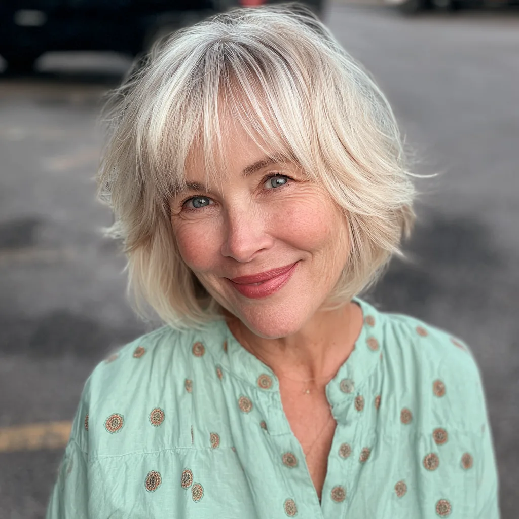 Modern Soft Layered Bob with Playful Bangs