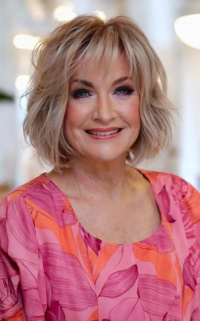 Modern Textured Bob Haircut for 50-Year-Olds