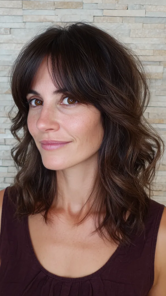 Modern Textured Waves with Soft Curtain Bangs