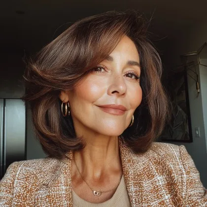 Modern Voluminous Long Bob with Subtle Curls