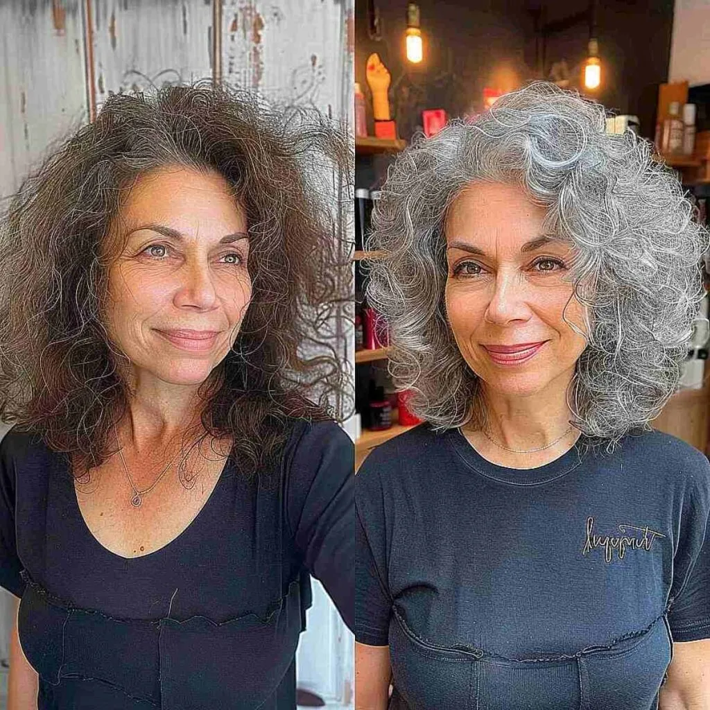Natural-Looking Mid-Length Thick Curls for Ladies over Fifty