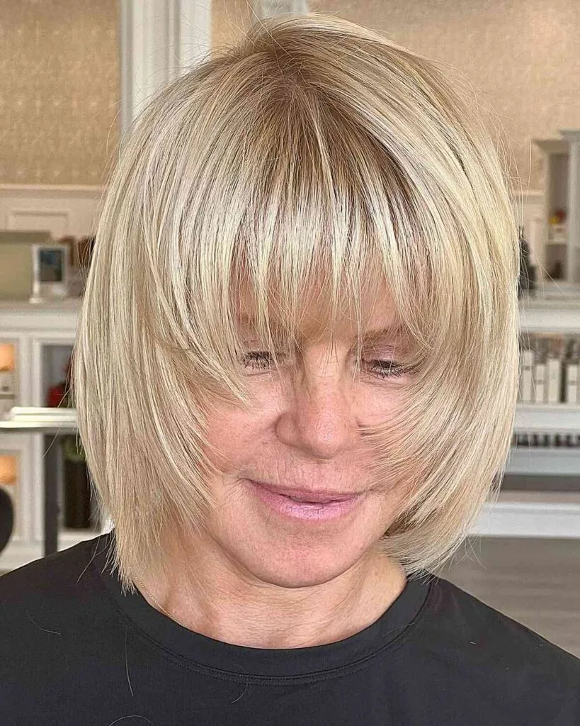 Neck-Length Choppy Shag with Fringe for Women Over Fifty