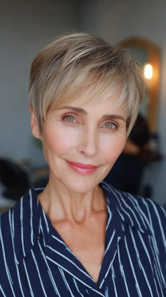 Platinum Blonde Textured Pixie with Tapered Sides