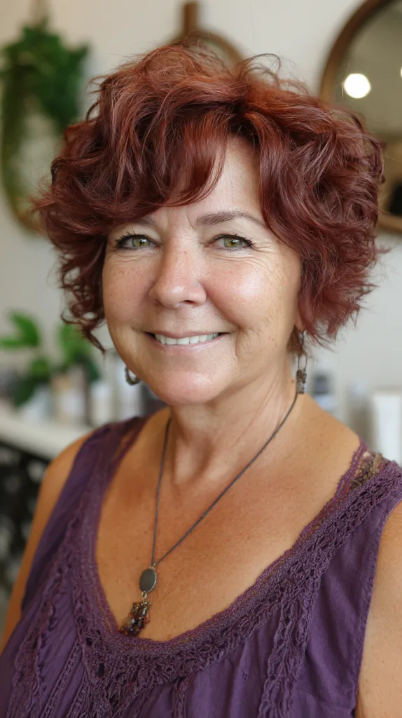 Playful Curly Cut with Soft Side Bangs