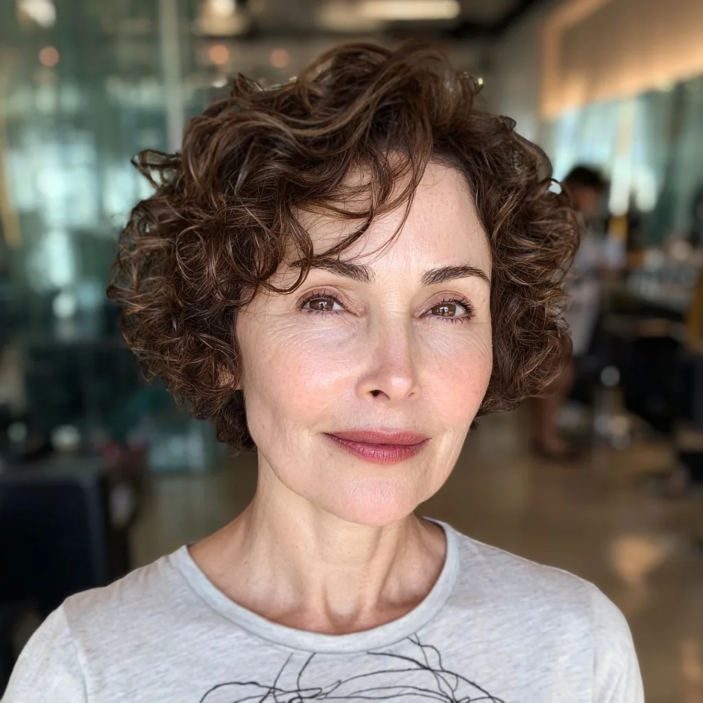 Playful Dark Brown Curly Crop with Defined Curls
