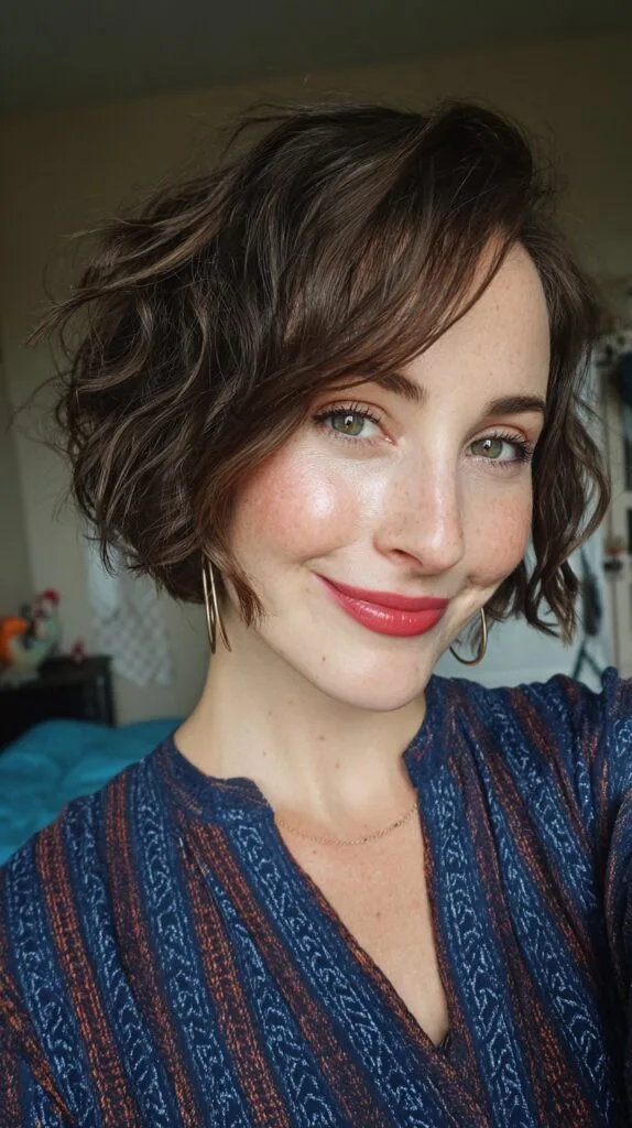 Playful Frayed Bob with Defined Curls
