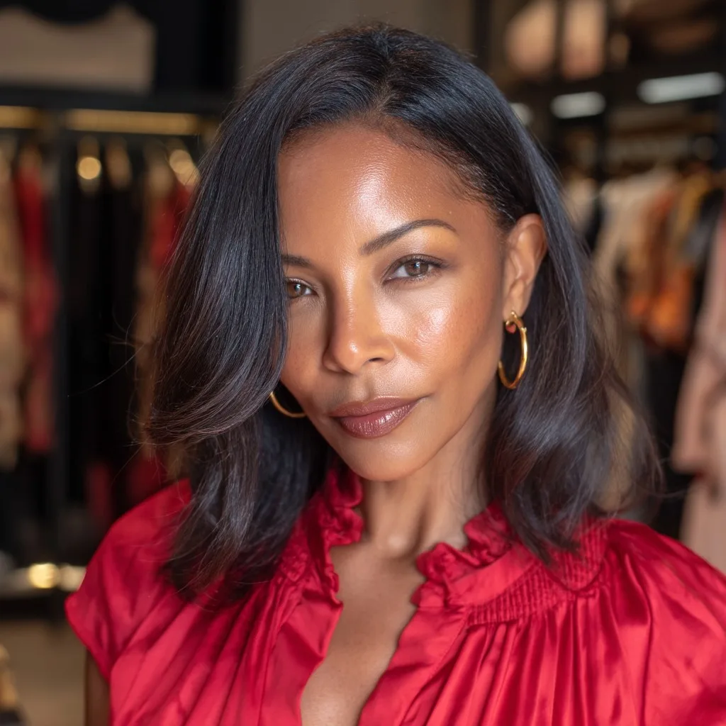 Polished Mid-Length Layered Cut with Soft Face-Framing Layers